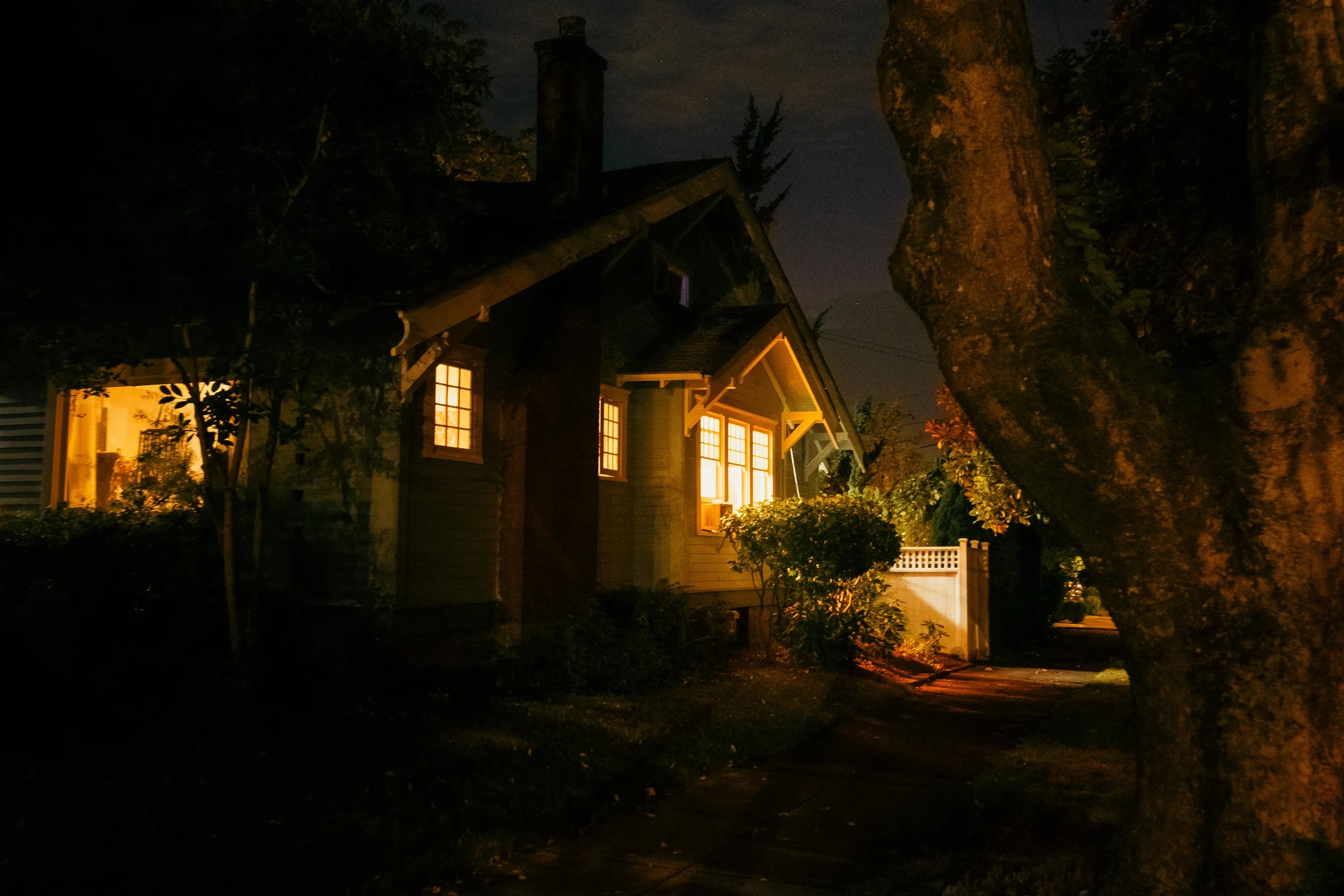 eerie solitude old houses vancouver wa blue hour film photography