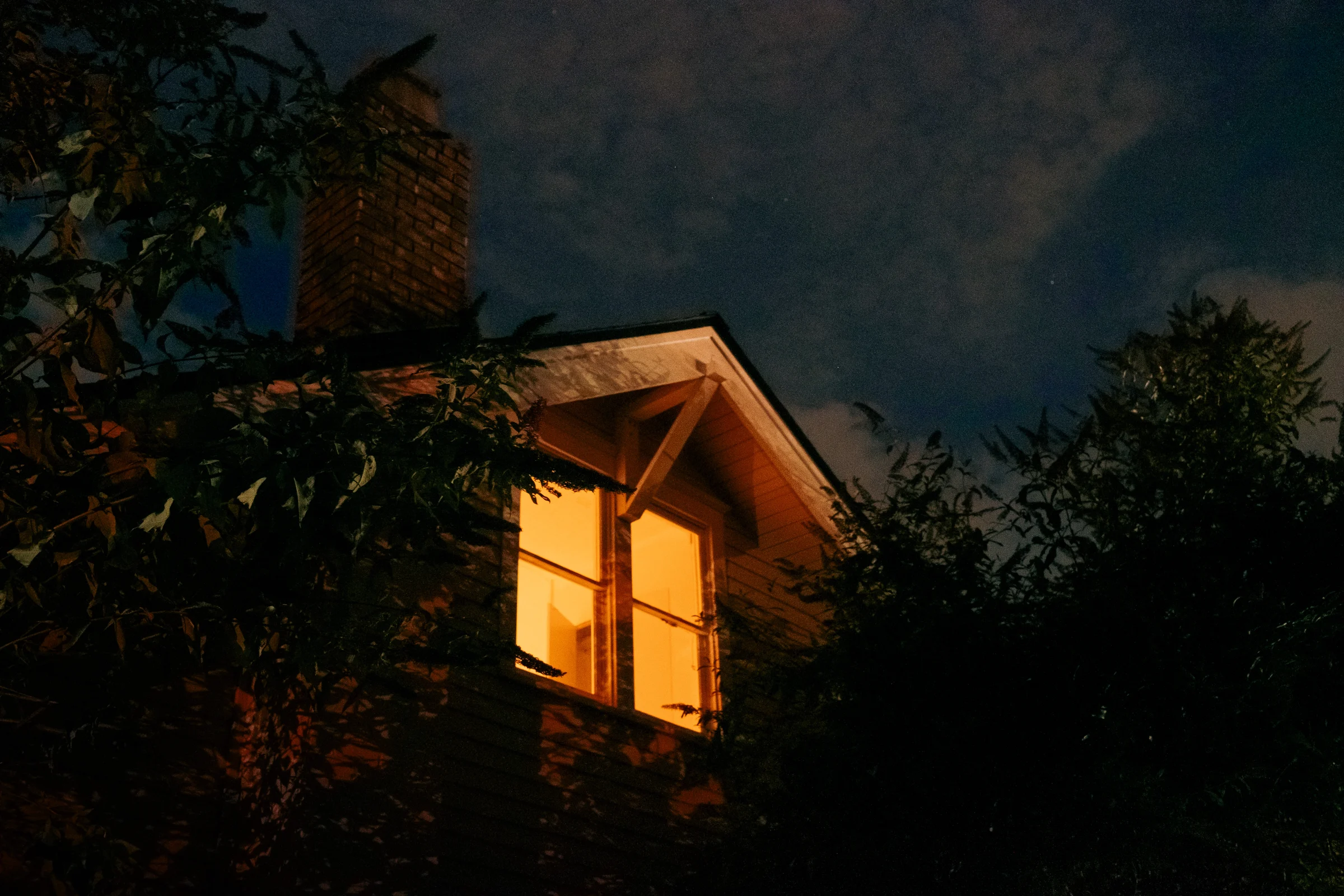eerie solitude old houses vancouver wa blue hour film photography