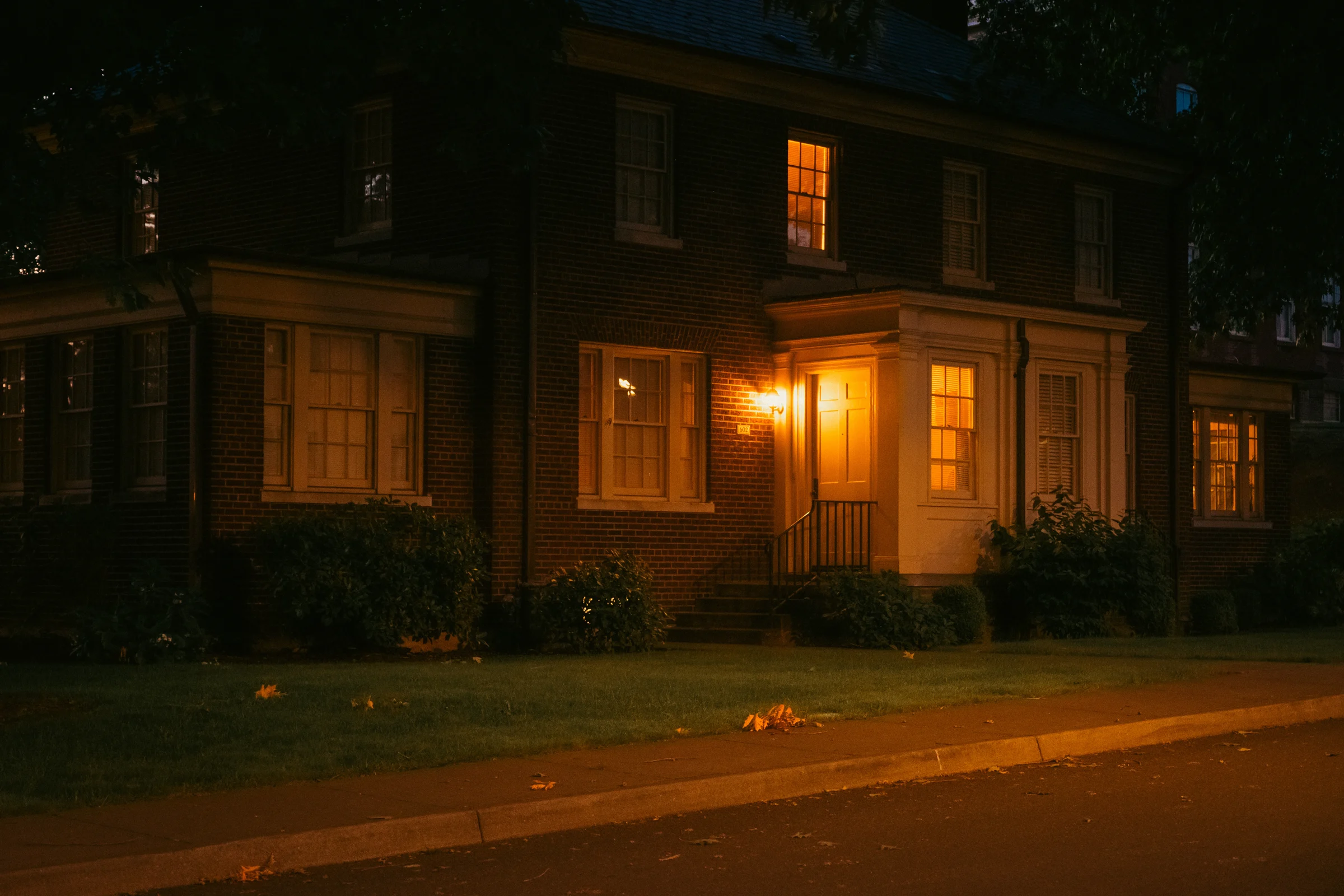 eerie solitude old houses vancouver wa blue hour film photography