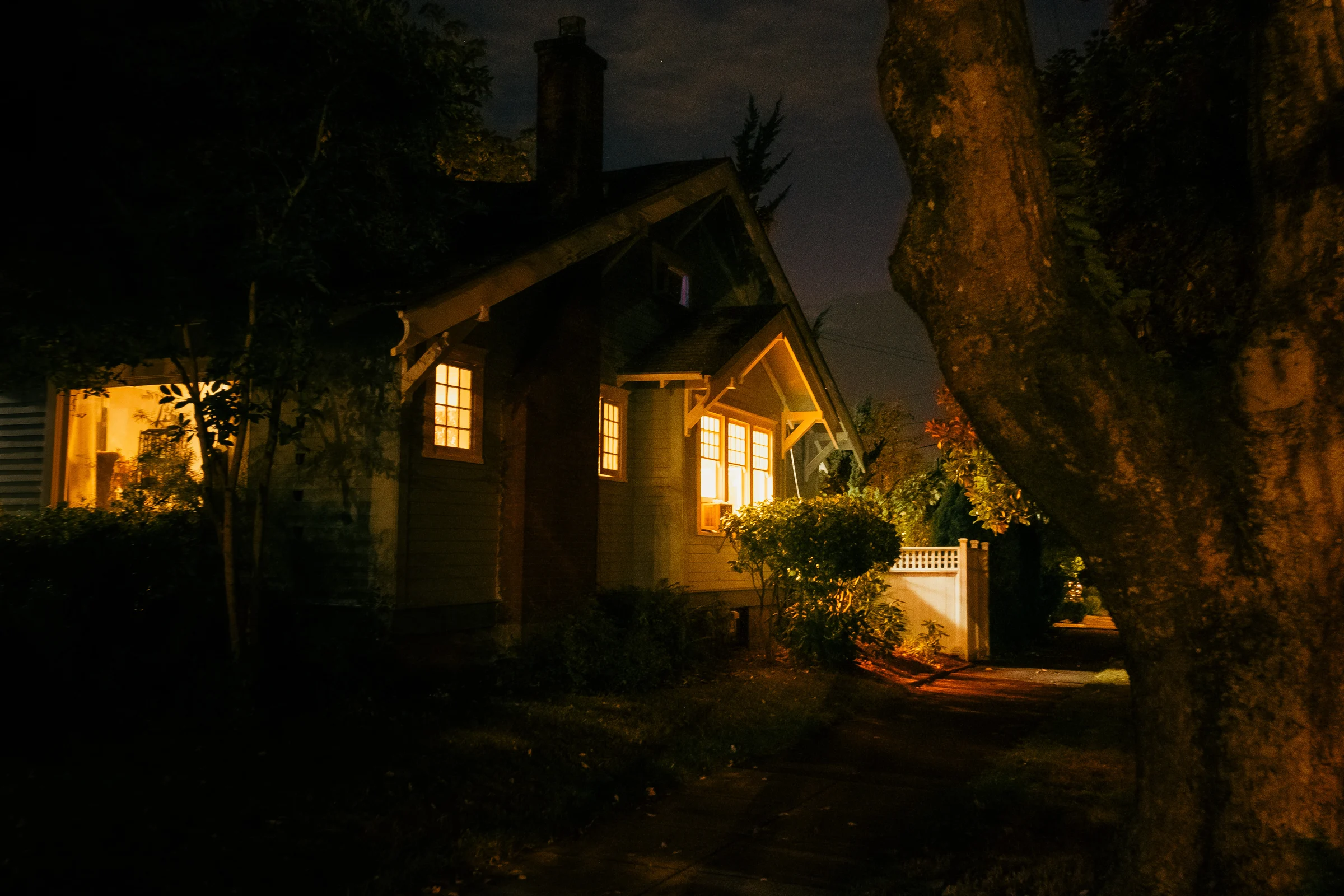 eerie solitude old houses vancouver wa blue hour film photography